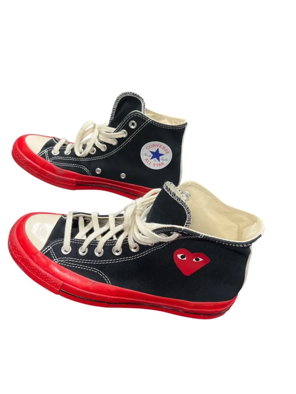 Converse Comme Garcons play Chuck high black red sneakers sz 7mns9wms SKU 10-603